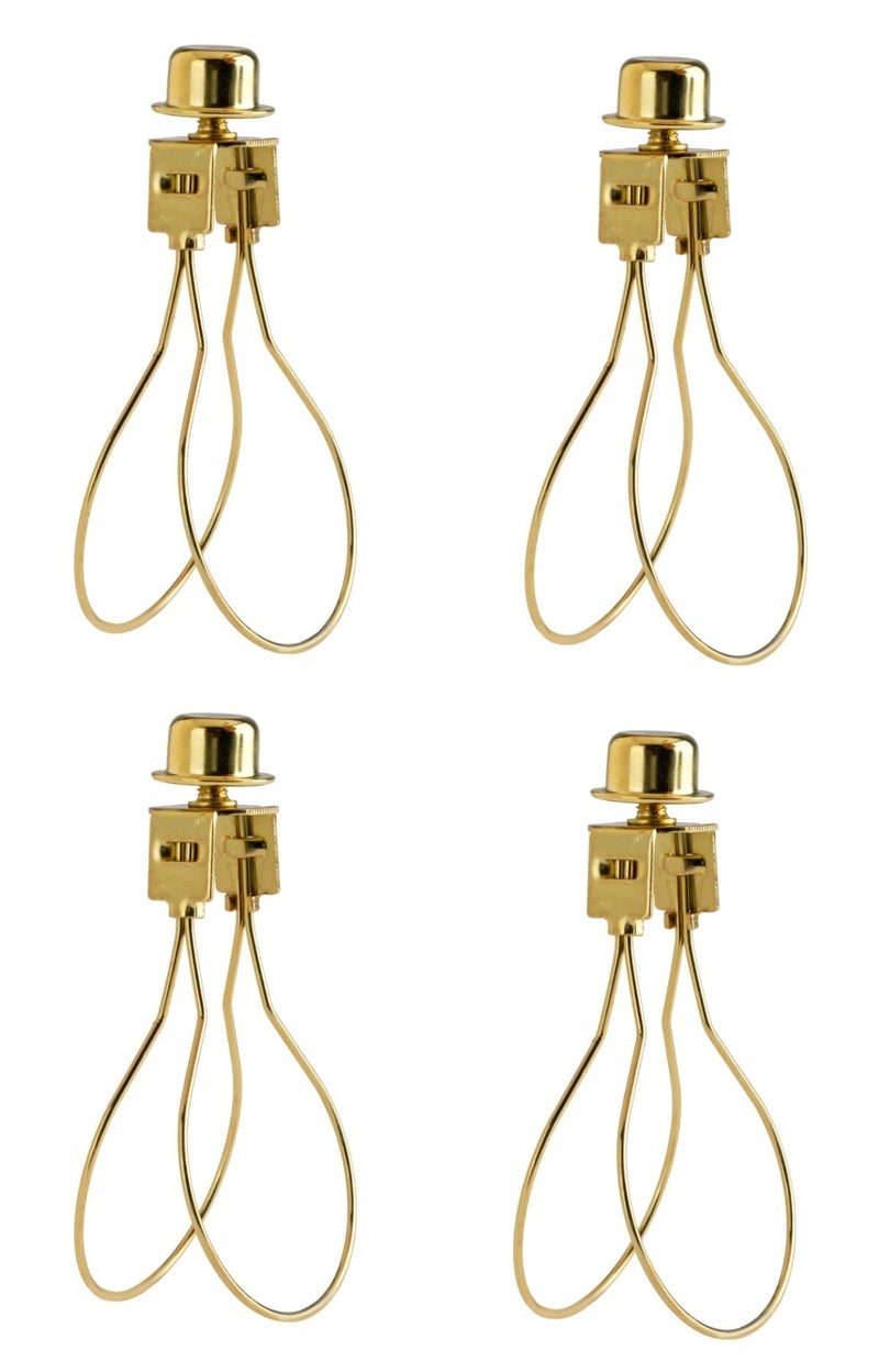 Creative HobbiesÂ® Lamp Shade Light Bulb Clip Adapter Clip on with Shade Attaching Finial Top, Gold Color - No Harp Needed | 4 Pack - Image 1